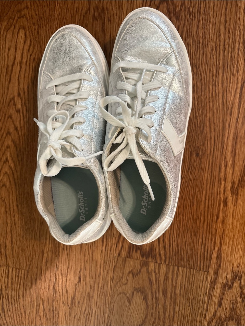 Dr. Scholl's Silver Metallic Platform Sneakers - Picture 4 of 5